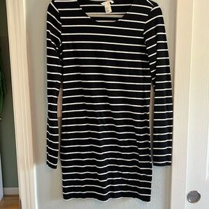 Black and white striped dress